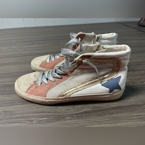 Shu Shop Roxanne Mauve High-Top Sneakers Zip Up Star Women's 8